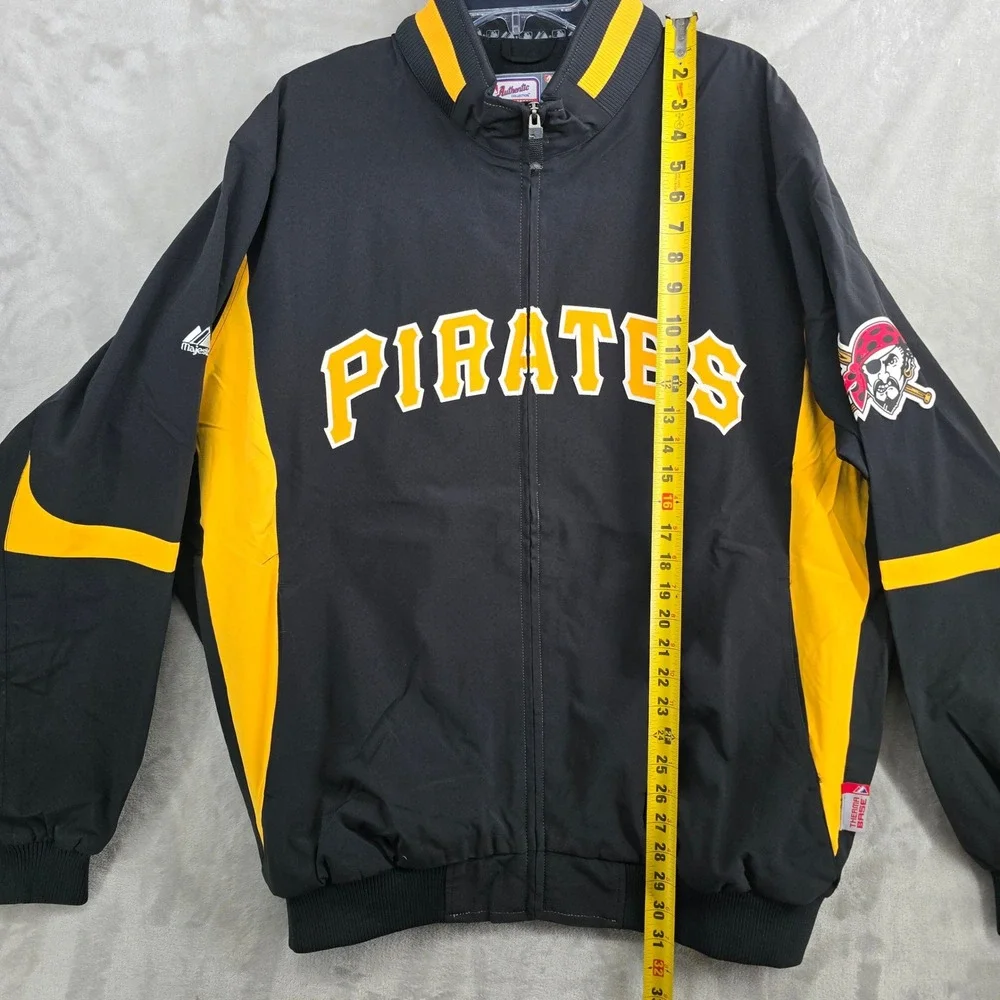 Majestic Pittsburgh Pirates MLB Baseball Jacket Therma‎ Base Mens 2XL Black Gold